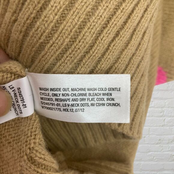 Gap Polka Dot Sweater Size Large Beige Pink V-Neck Wool Blend - Picture 14 of 14